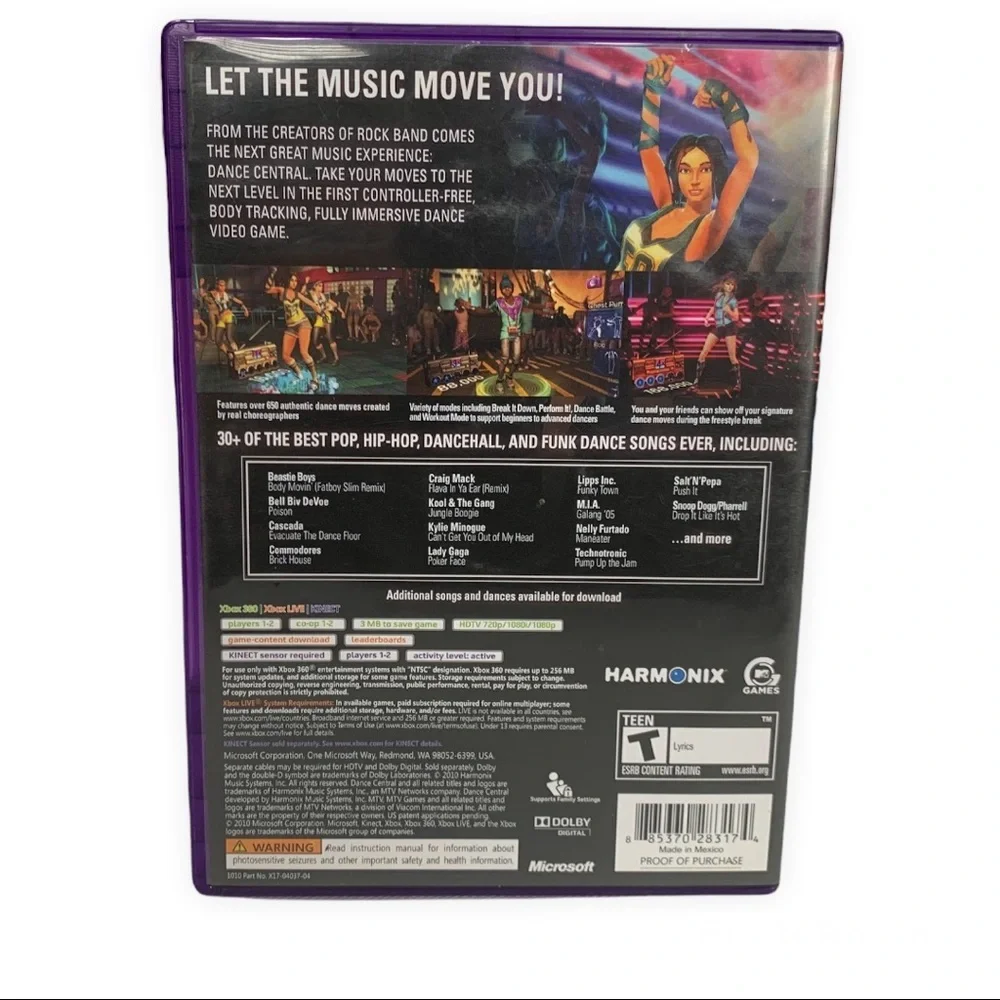 Xbox 360 Kinect Bundle and 2 Kinect Games: Dance Central and Leela All Cables